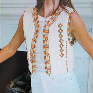 Vibrant Embroidered Sleeveless Vest